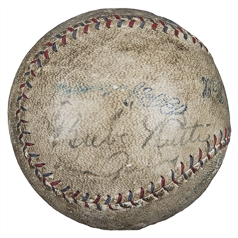 1927 New York Yankees Multi Signed OAL Ban Johnson Baseball With 7 Signatures Including Ruth & Gehrig (PSA/DNA)